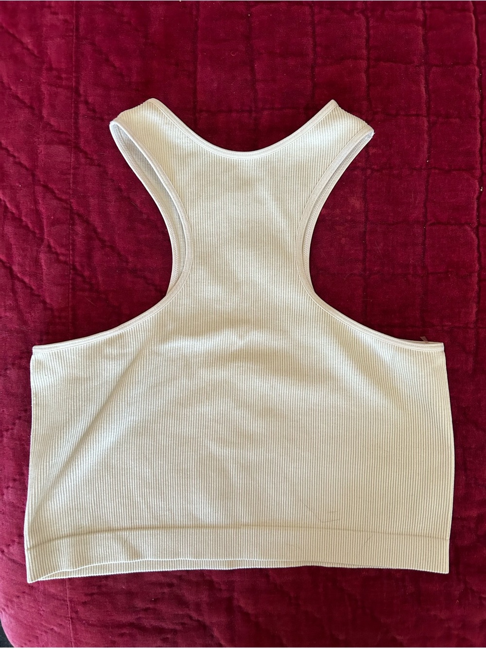 Wild Fable Ribbed Racerback Crop Tank Top - Cream - Picture 2 of 3